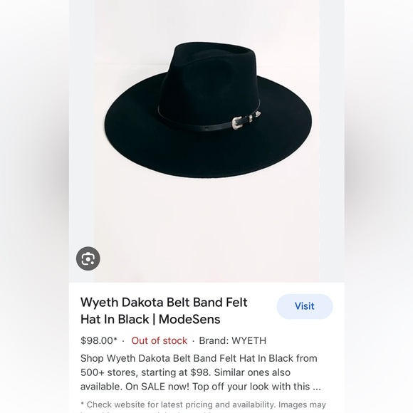 Free People x Wyeth Dakota Black Band Felt Wool Hat - Picture 4 of 8